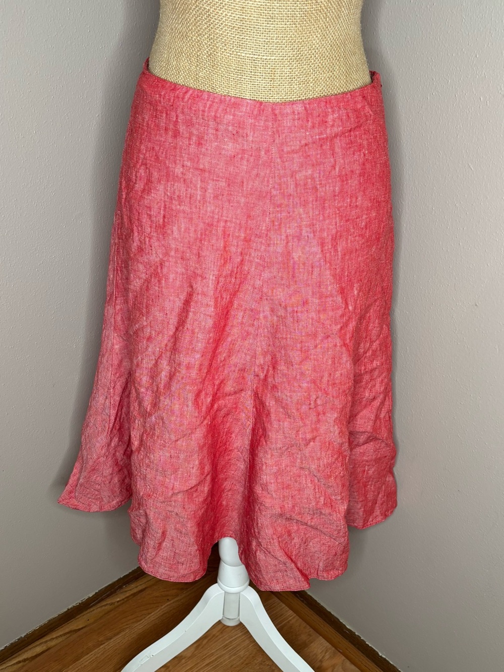 Banana Republic 100% Linen A-Line Red Zip Skirt Size 4